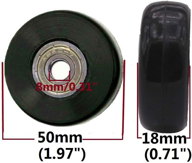 BFLAEPUN 1 Pair Luggage Wheels Replacement 50 * 18mm(1.968"*0.7") with 8mm(0.31") Bearings for Suitcase and Inline Outdoor Skate and Caster Board - Image 2